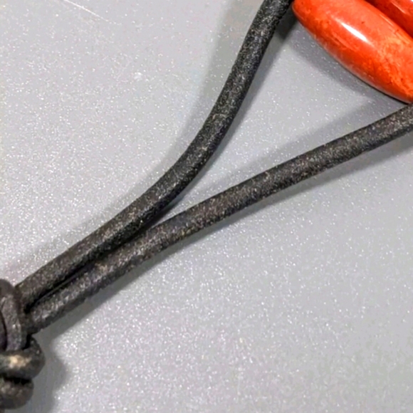 LAUREN RALPH LAUREN Boho/Tribal Bracelet of Leather, Orange and Green Stones 6.5 - Picture 6 of 7